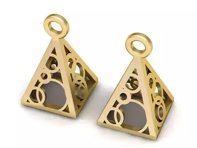 Earrings pair of gold triangle