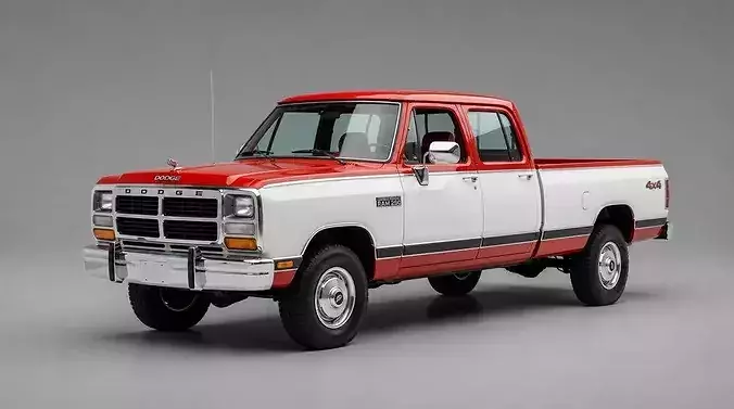 Classic  Dodge Ram 250 Crew Cab Pickup Truck 3D model 7