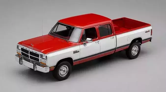 Classic  Dodge Ram 250 Crew Cab Pickup Truck 3D model 6
