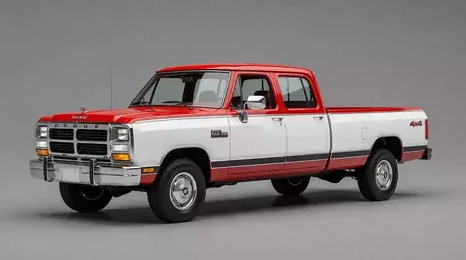 Classic  Dodge Ram 250 Crew Cab Pickup Truck 3D model 3