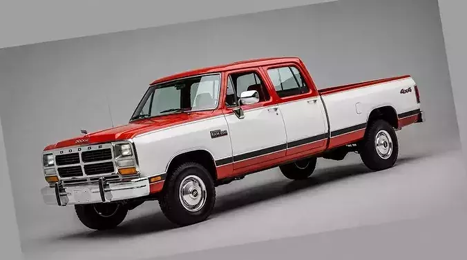 Classic  Dodge Ram 250 Crew Cab Pickup Truck 3D model 4