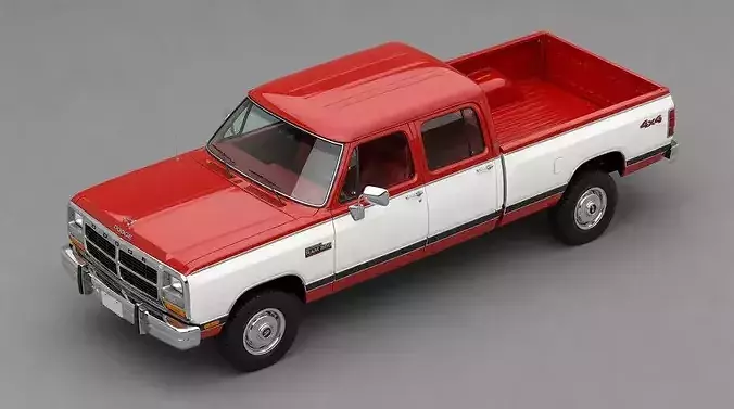Classic  Dodge Ram 250 Crew Cab Pickup Truck 3D model 2