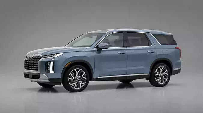 Modern Light Slate Blue Midsize Family SUV 3D model 7