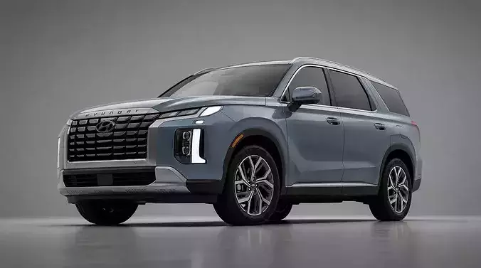 Modern Light Slate Blue Midsize Family SUV 3D model 6