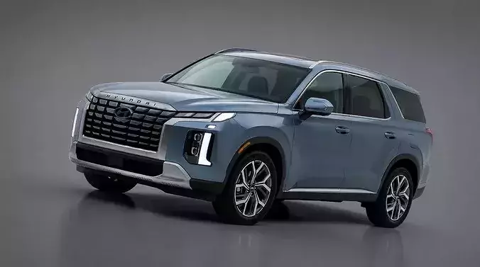 Modern Light Slate Blue Midsize Family SUV 3D model 3