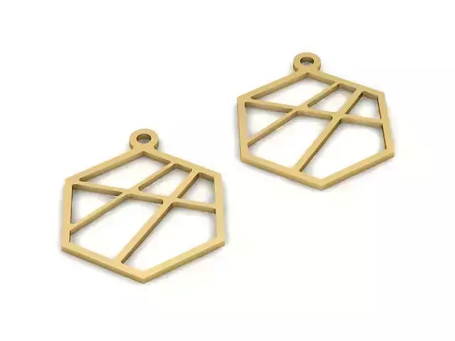 Earrings hexagon charms - rose gold
