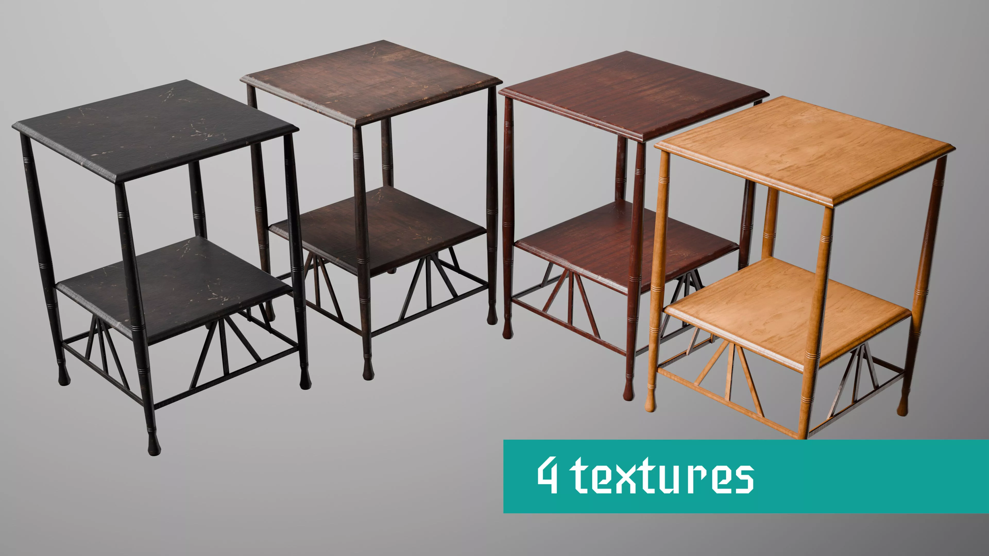 Victorian Two-Tier Table 4 Textures Low-poly 3D model