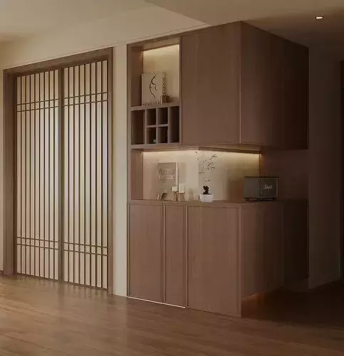 Chinese style living French retro style living and Dining room 3D model 6