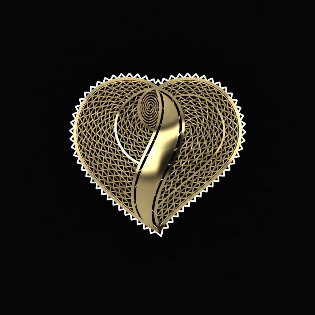 Arabic Heart Filigree Pendant Set 3D print model