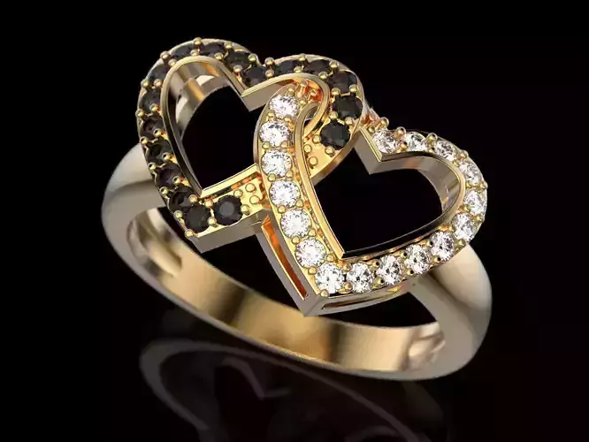 2 hearts ring