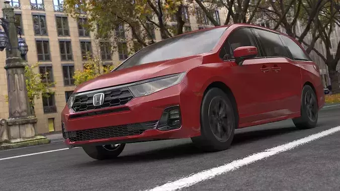 Honda Odyssey 2025 Premium Minivan with Sunroof Red 3D model 2
