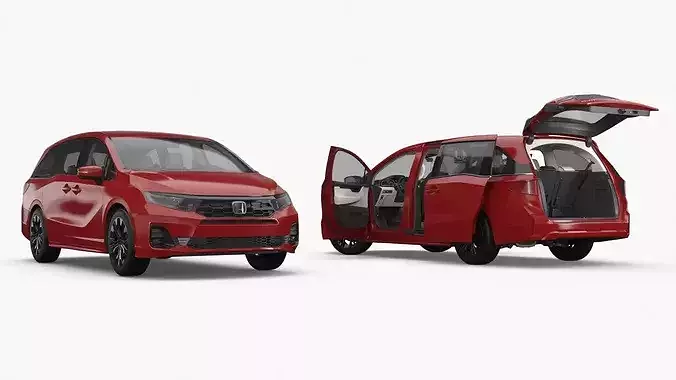 Honda Odyssey 2025 Premium Minivan with Sunroof Red 3D model