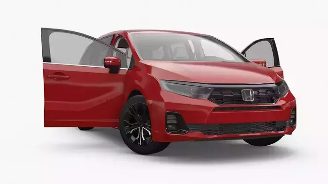 Honda Odyssey 2025 Premium Minivan with Sunroof Red 3D model 6