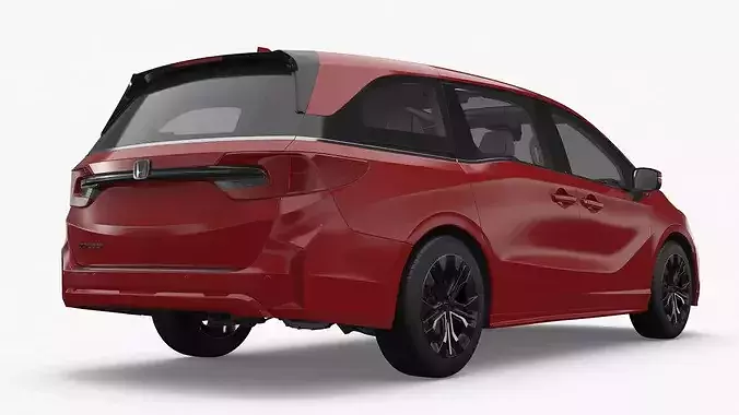 Honda Odyssey 2025 Premium Minivan with Sunroof Red 3D model 7
