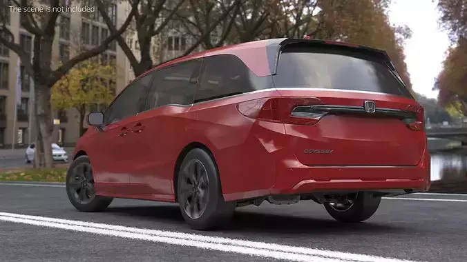 Honda Odyssey 2025 Premium Minivan with Sunroof Red 3D model 3