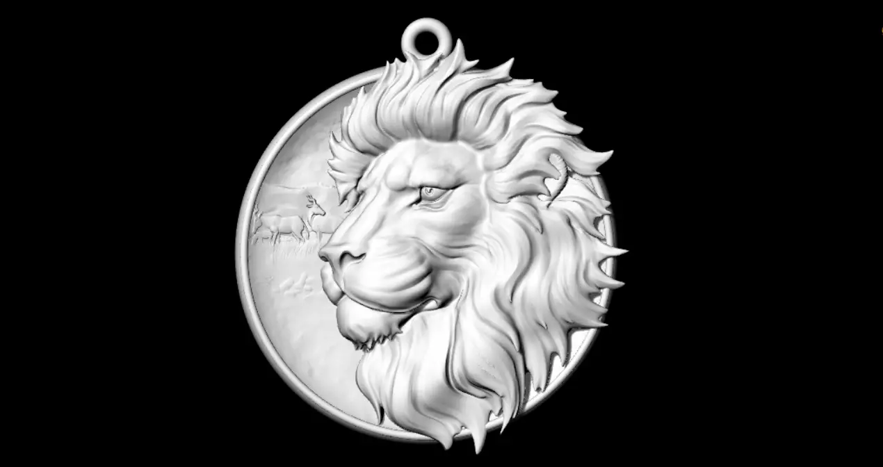 3D Printable Lion Medallion Pendant - Castable Jewellery Model 3D print model