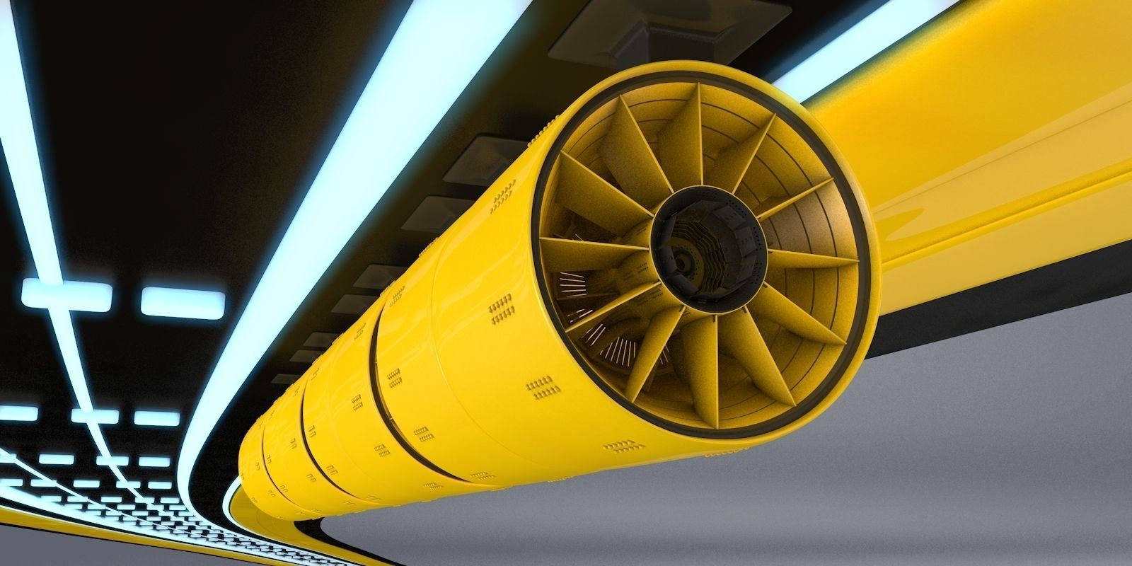 air system ROTOR and tunnel roof with lights 3D model_1