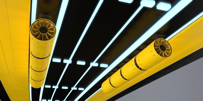 air system ROTOR and tunnel roof with lights 3D model
