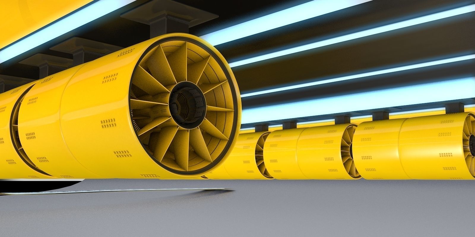 air system ROTOR and tunnel roof with lights 3D model_8