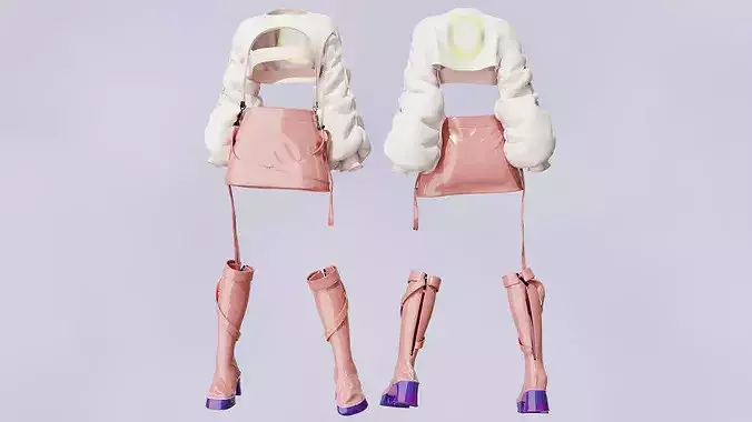 Women with Puffy Sleeves and Vinyl Skirt