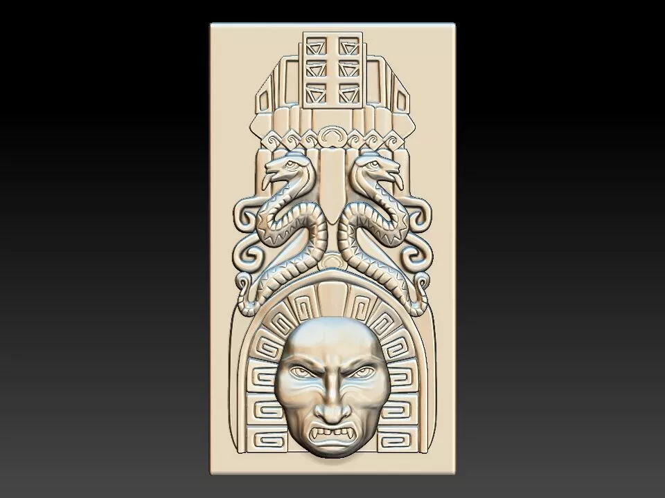 Maya Deity Panel 3D Relief Panel 3D Print Model 3D print model