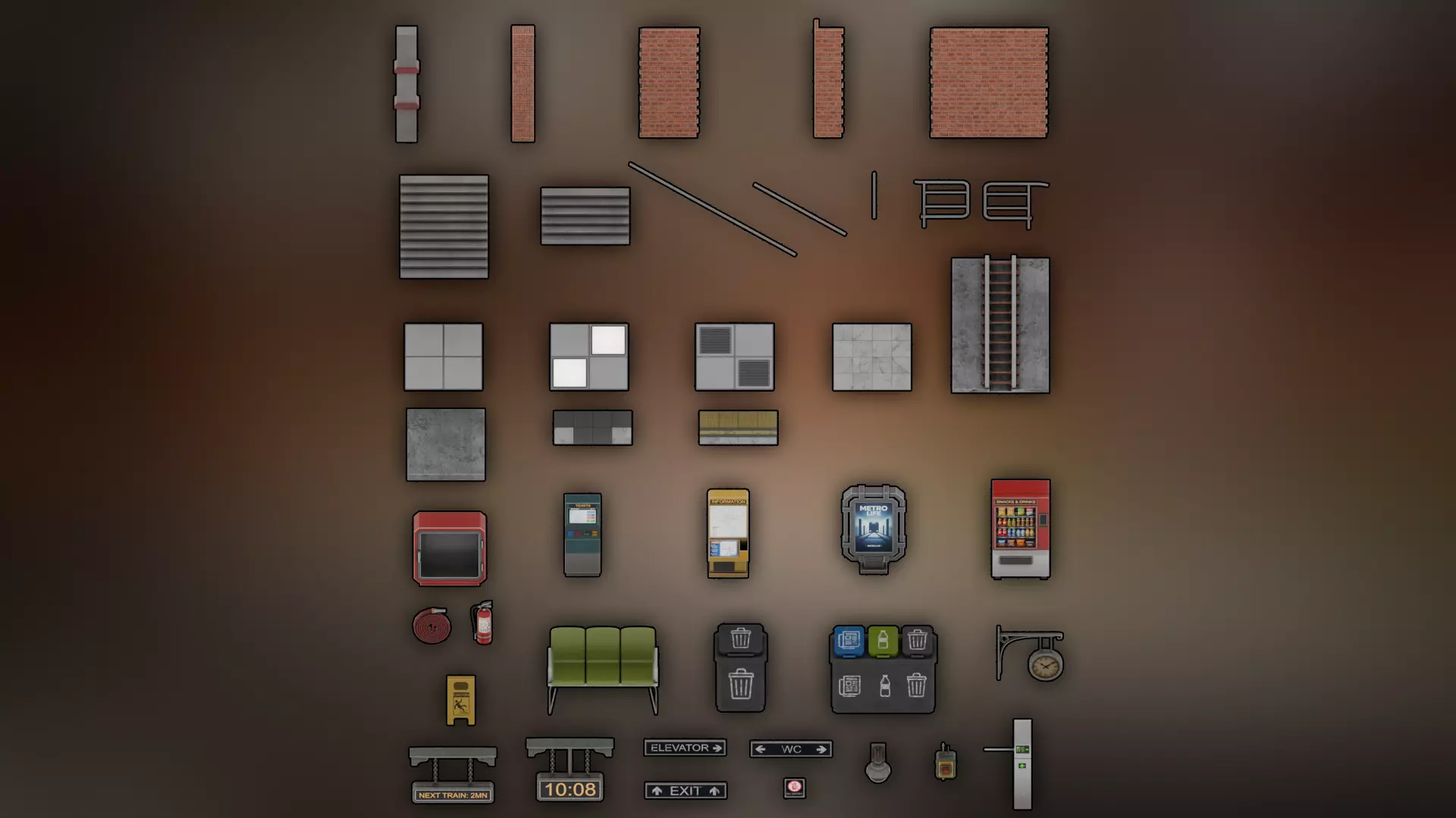 Subway Station Modular Pack for Blender and Game Design Low-poly 3D model