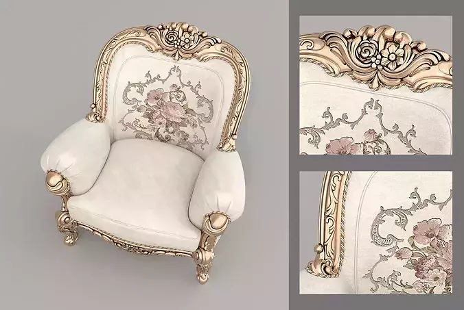 Royal Classic Living Room Set 10 3D model 6