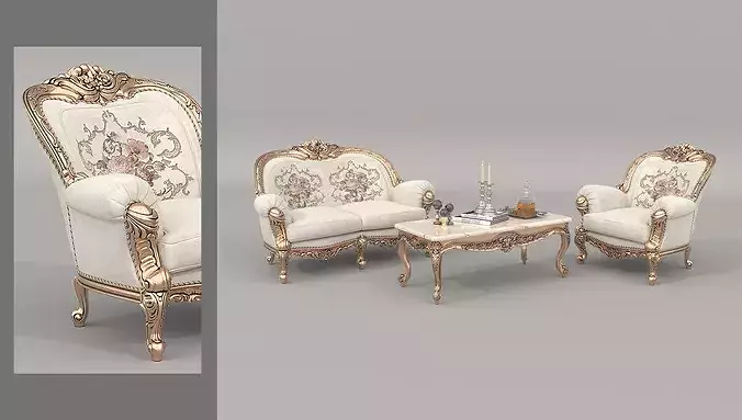 Royal Classic Living Room Set 10 3D model