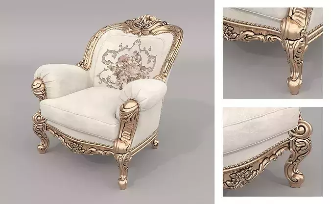 Royal Classic Living Room Set 10 3D model 4