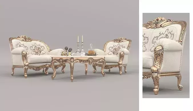Royal Classic Living Room Set 10 3D model 5