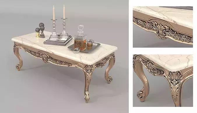 Royal Classic Living Room Set 10 3D model 7