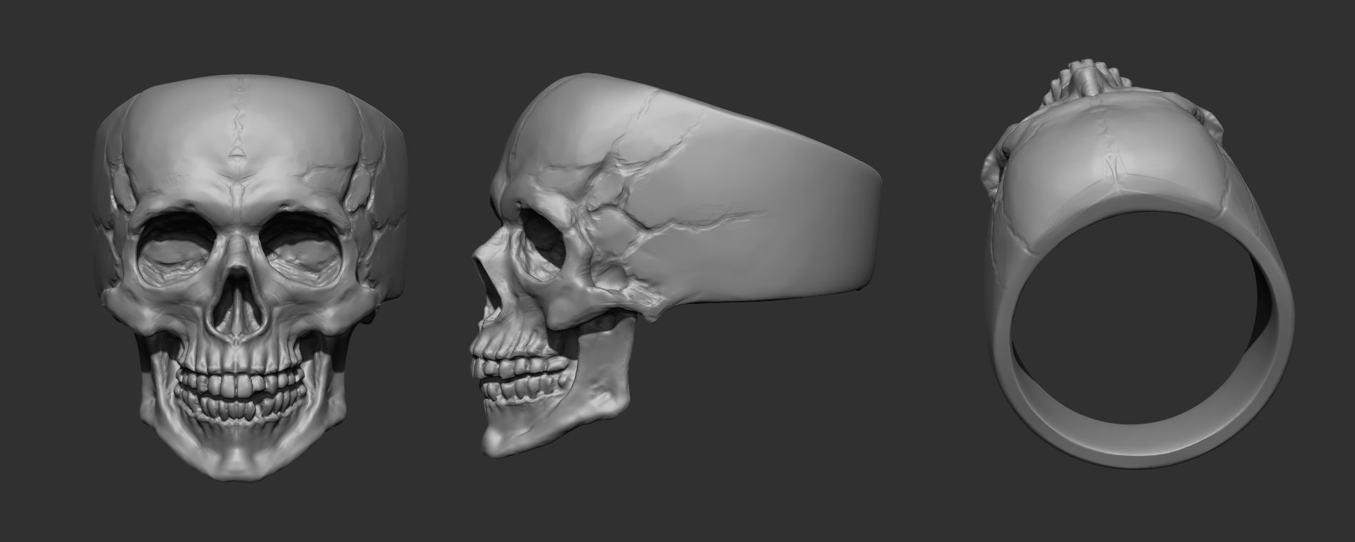 Skull Ring 3D print model_3