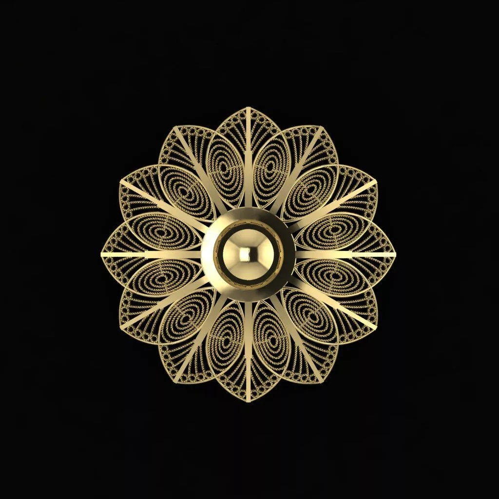 Arabic Floral Rosette Pendant Set 3D print model