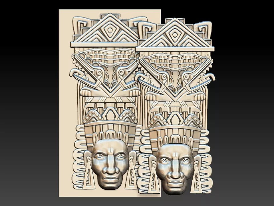 Maya Deity Panel v02 - 3D Relief Panel and Overlay Set 3D print model