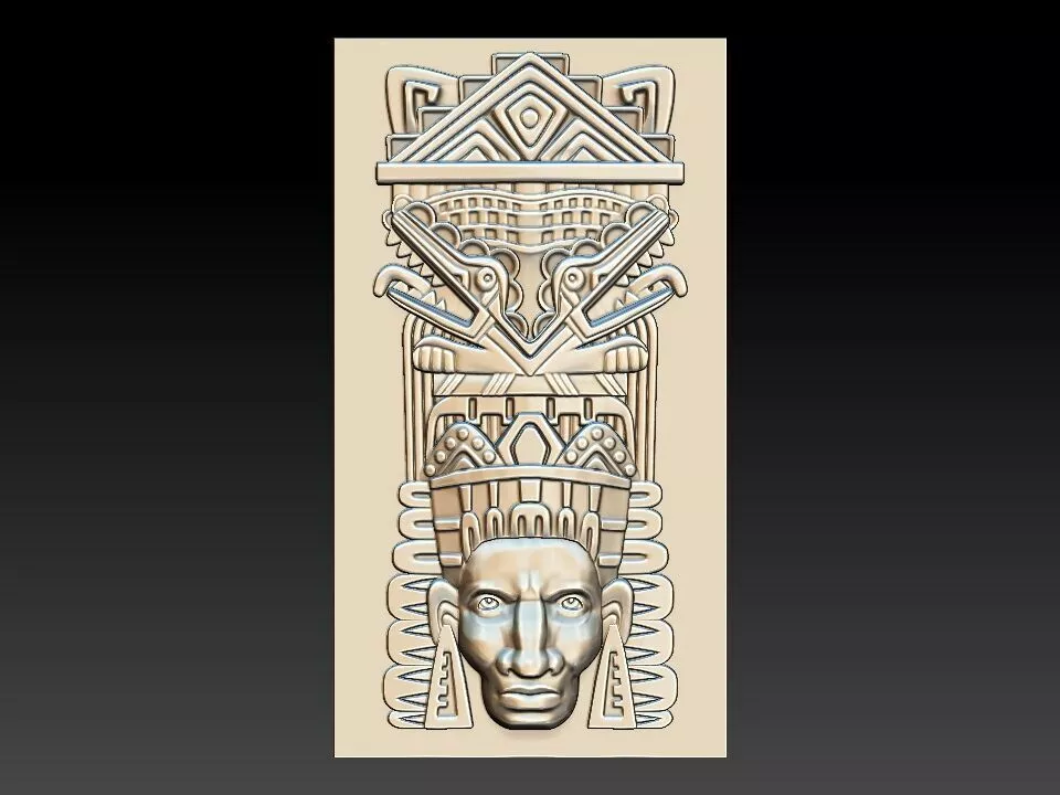 Maya Deity Panel v02 3D Relief Panel for CNC and 3D Printing 3D print model