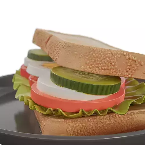 Egg Tomato cucumber Sandwich Low-poly 3D model 6