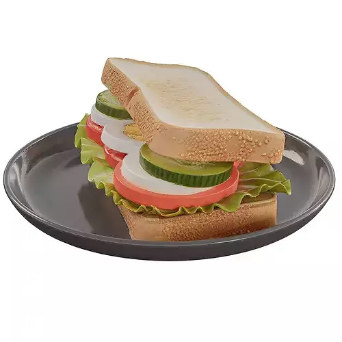 Egg Tomato cucumber Sandwich Low-poly 3D model 5