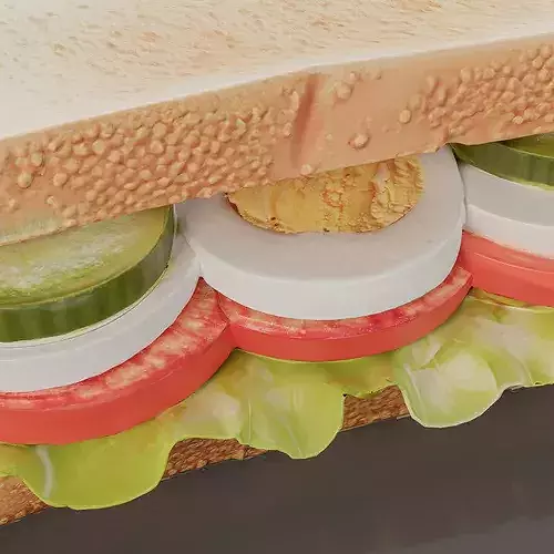 Egg Tomato cucumber Sandwich Low-poly 3D model 4