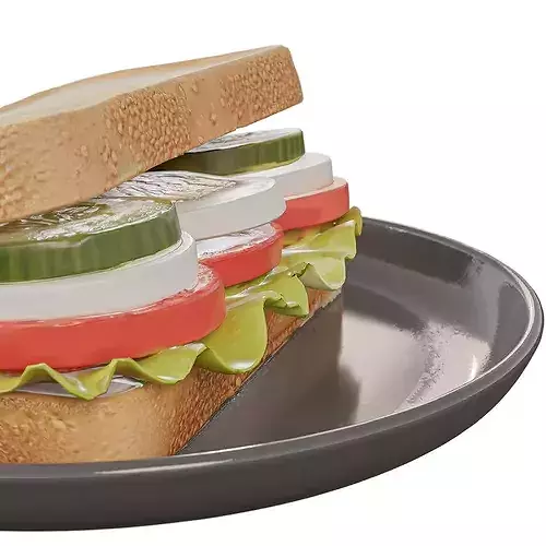 Egg Tomato cucumber Sandwich Low-poly 3D model 7