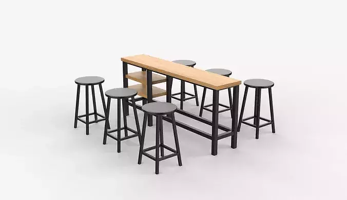 Height Bar Table 01 3D model 2
