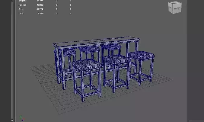 Height Bar Table 3D model 2