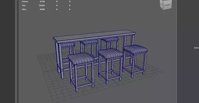 Height Bar Table 3D model 6