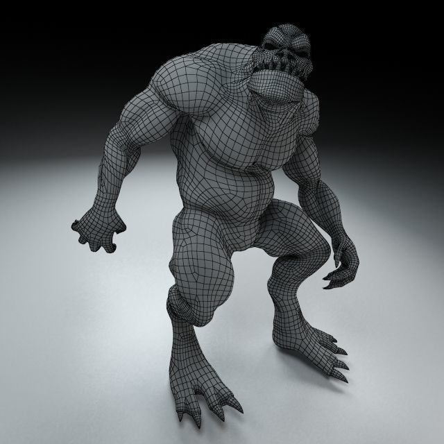 Cavern Troll monster Low-poly 3D model_8