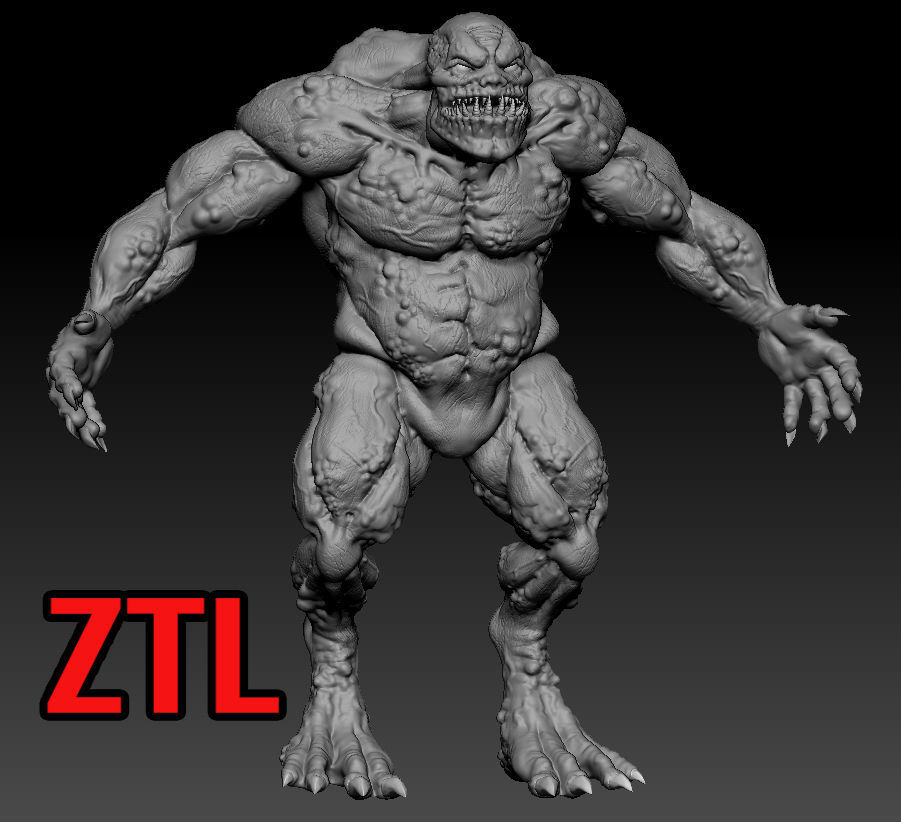 Cavern Troll monster Low-poly 3D model_6