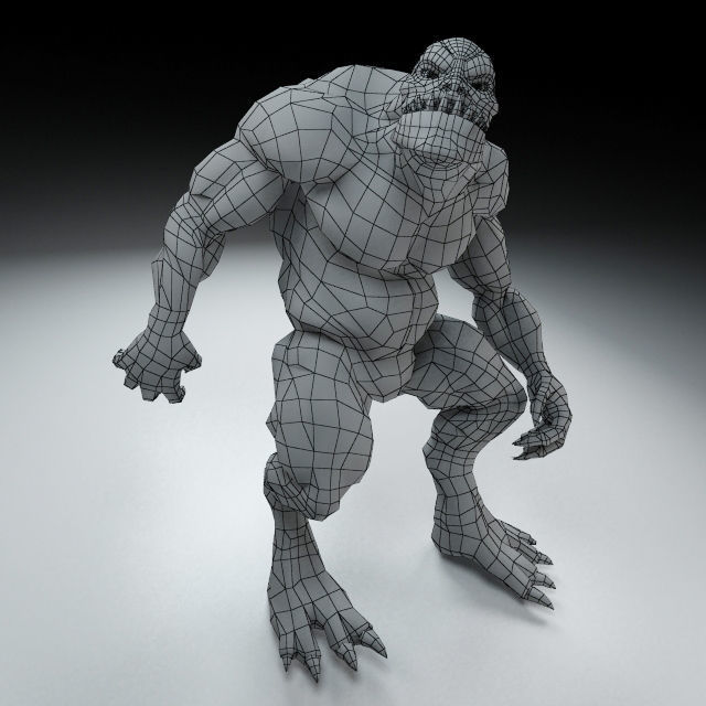 Cavern Troll monster Low-poly 3D model_7