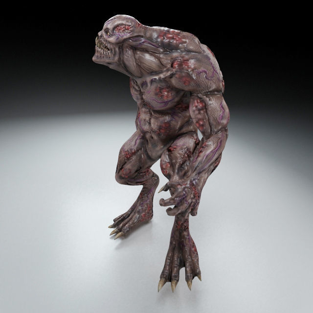 Cavern Troll monster Low-poly 3D model_4