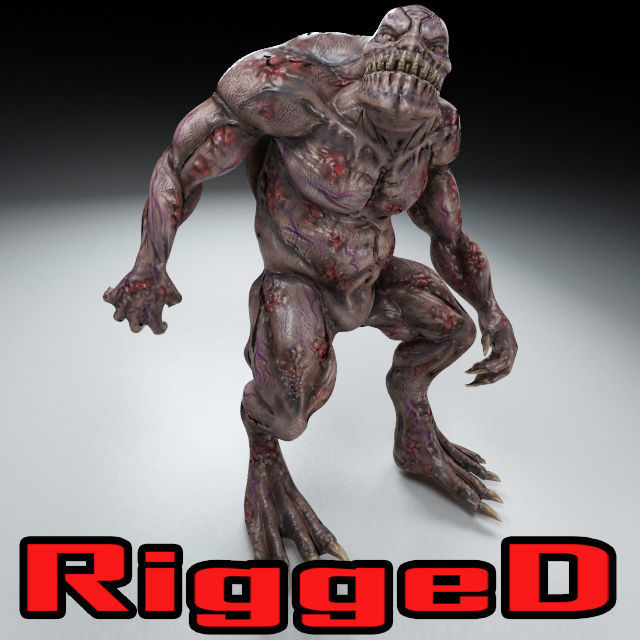 Cavern Troll monster Low-poly 3D model_0