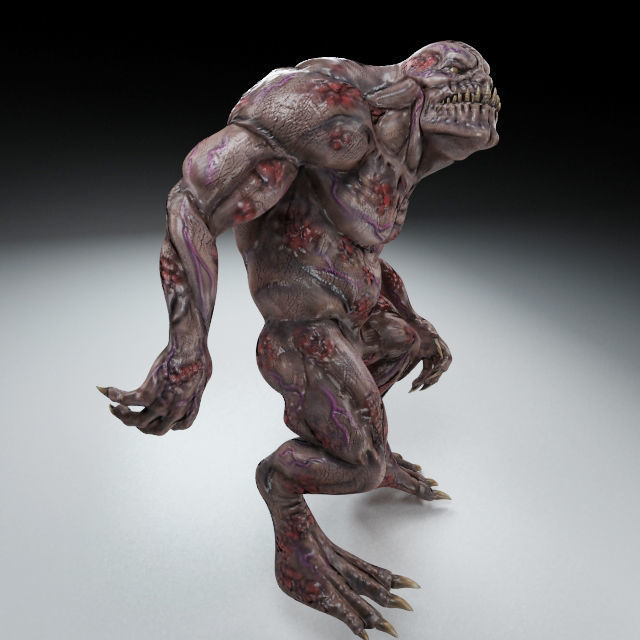 Cavern Troll monster Low-poly 3D model_1