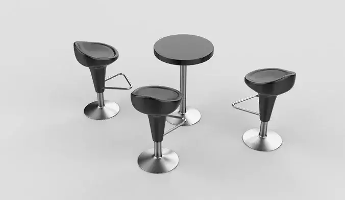 bar stool table  3D model 4
