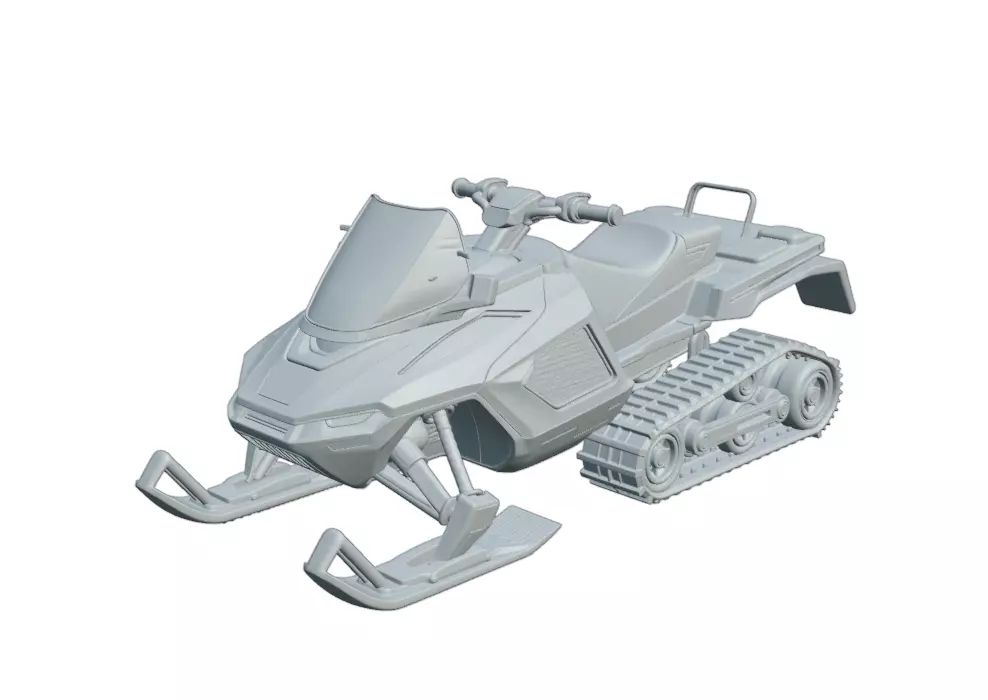 Sci-Fi Snow Sled Tracked Vehicle Toy Miniature 3D print model
